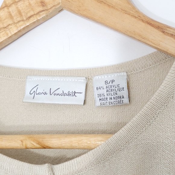Gloria Vanderbilt Cream Beige Knit Cardigan Sweater Top Button Front Y2K Small - Picture 2 of 8